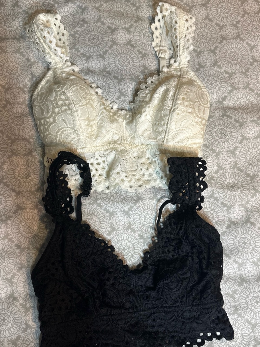 Lace Bralettes - Ivory and Black